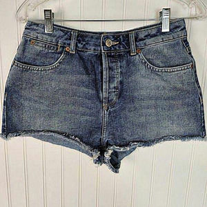 Topshop‎ Moto Jean Shorts Women's Button Fly Size 8